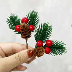 クリスマス装飾松の枝松葉シミュレーション松ぼっくり赤いフルーツペンダント DIY アクセサリー包装ギフトボックスアクセサリー卸売