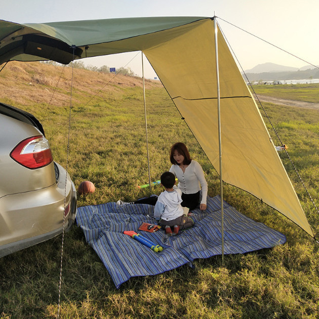 汽車側邊防雨遮陽棚SUV車邊帳篷側帳天幕戶外越野自駕遊車載裝備