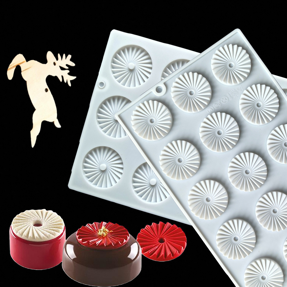15 molde de pastel de flores rotativas 589 chocolate molde de silicona pudín molde de pastel de postre jabón utensilios