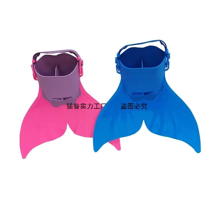 单片鲸鱼尾儿童游泳训练脚蹼 厂家直销潜水成人可调节一体式直销