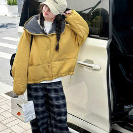 韩系棉服女童2025冬季休闲百搭时尚简约轻薄款棉服夹克上衣外套