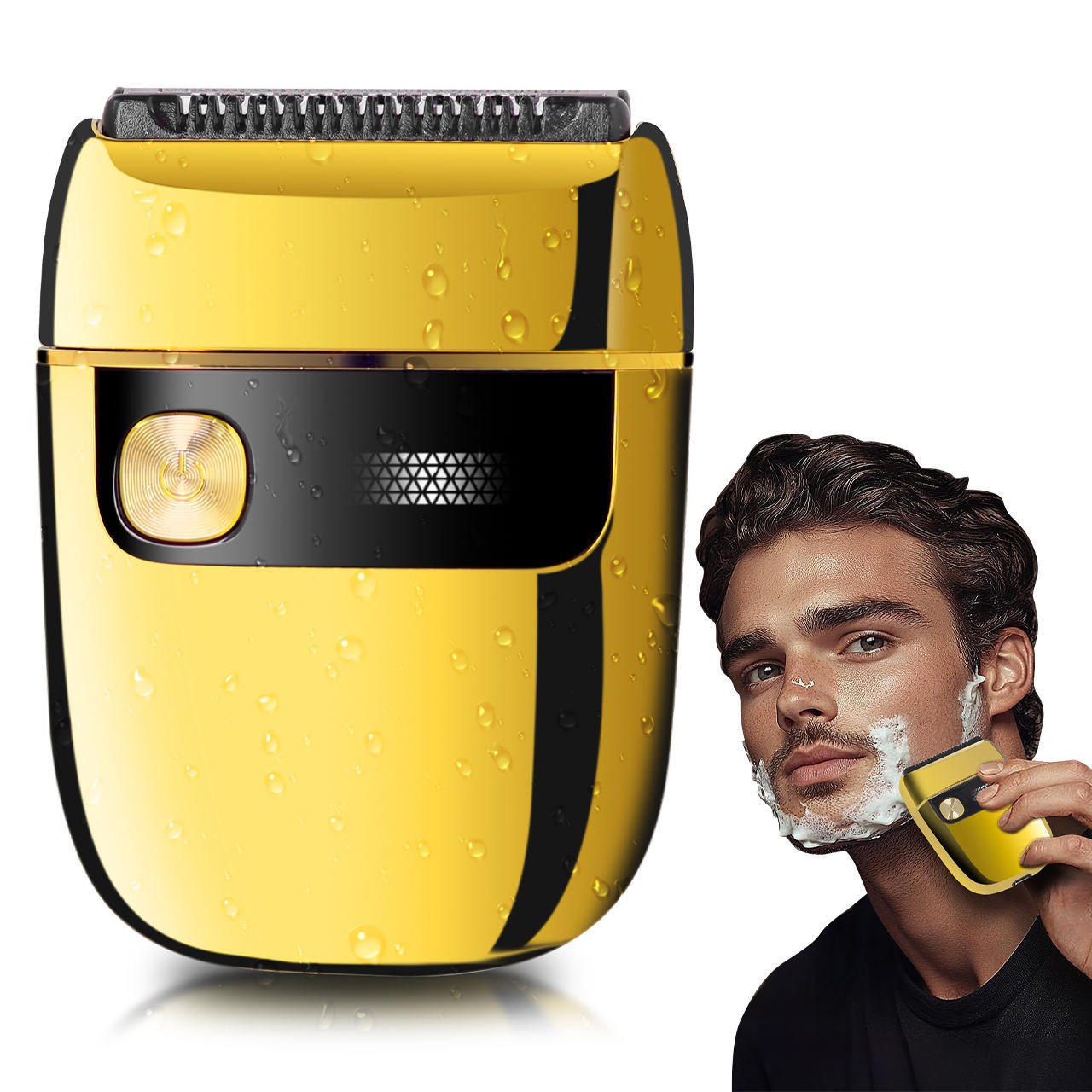 All-Metal Body Reciprocating Shaver with Double Heads, Mini Full-Body Washable Magnetic Head, Rechargeable Shaver