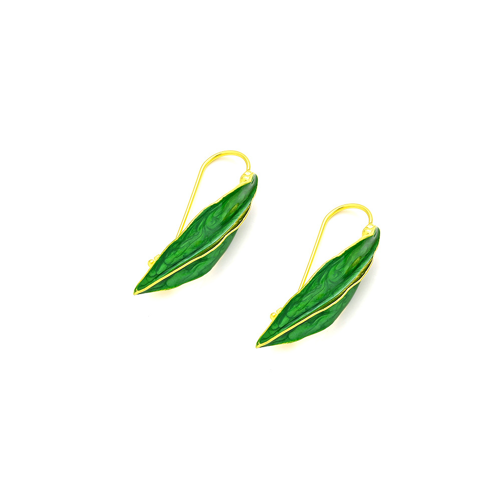 Leaf Pattern Women's Gender 1 Pair Sweet Leaf Enamel Zinc Alloy Earrings