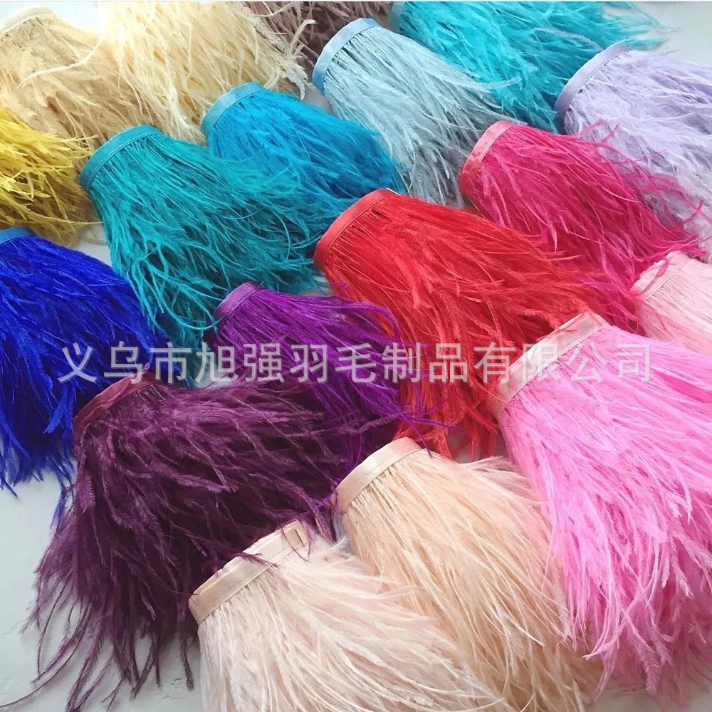 现货58色 10-15cm 鸵鸟毛布布边厂家服装辅料厂家批发装饰材料