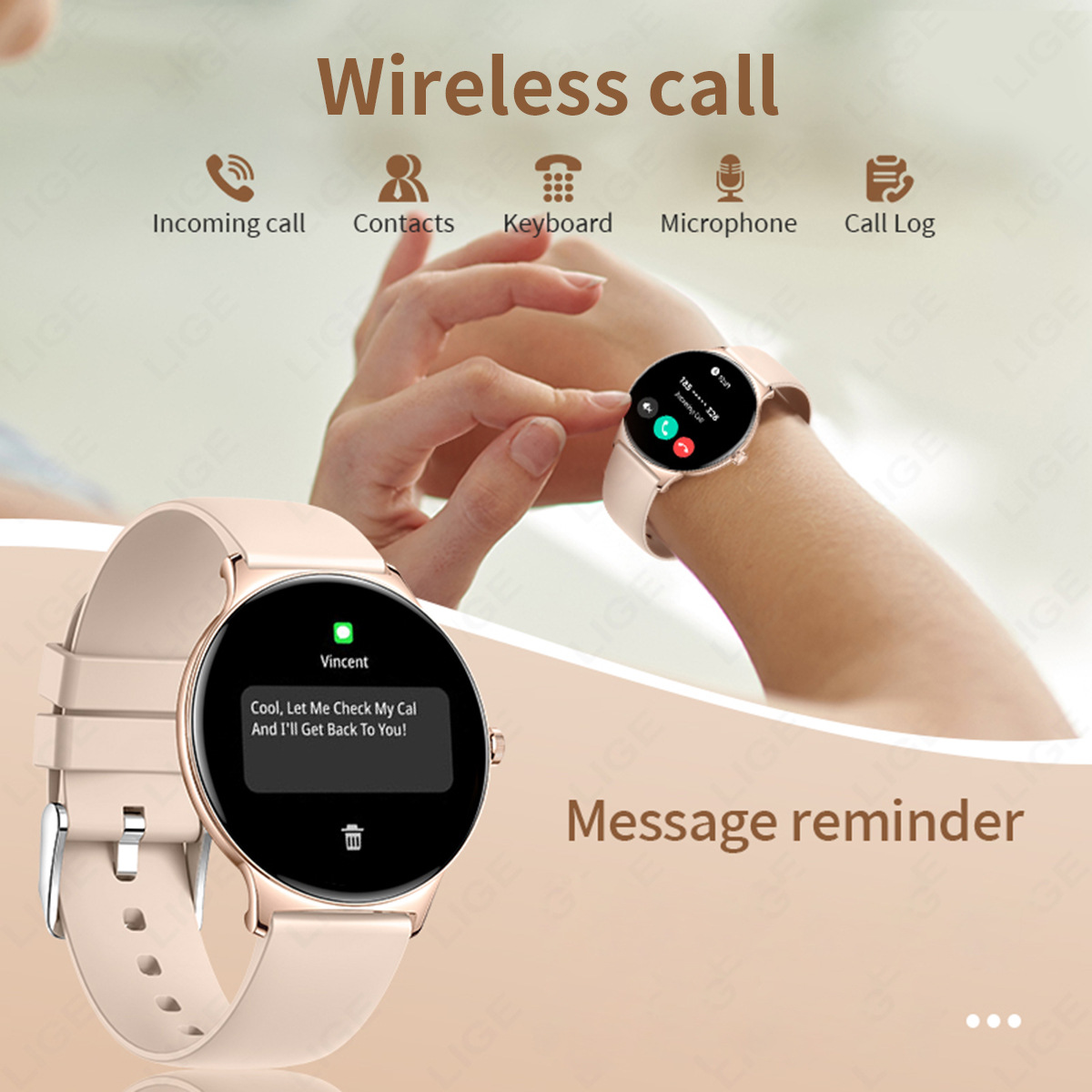 Women's Smartwatch With Heart Rate Blood Oxygen Monitor Bluetooth Calling Voice Assistant Pedometer Sports Watch_voghion.com