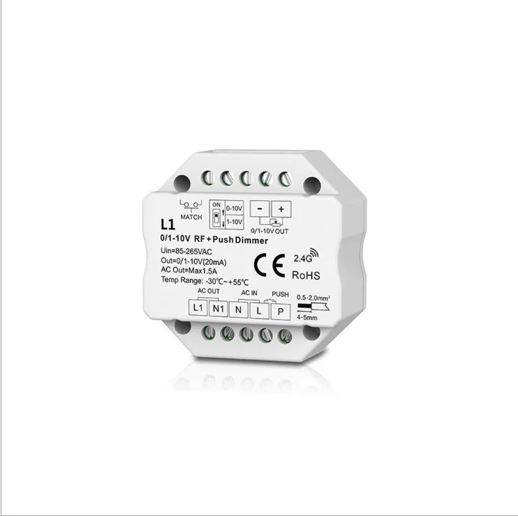 L1 AC100-240V 1 канал*20mA RF+Push диммирование 0/1-10V диммер