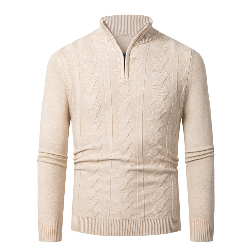 New autumn and winter men's Korean style stand up collar pullover knitted swe, plus size fashionable casual base_voghion.com