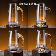 Manufacturer wholesale gold foil Jinshan wine dispenser household wine set crystal glass high-end graduated wine measuring device on behalf of