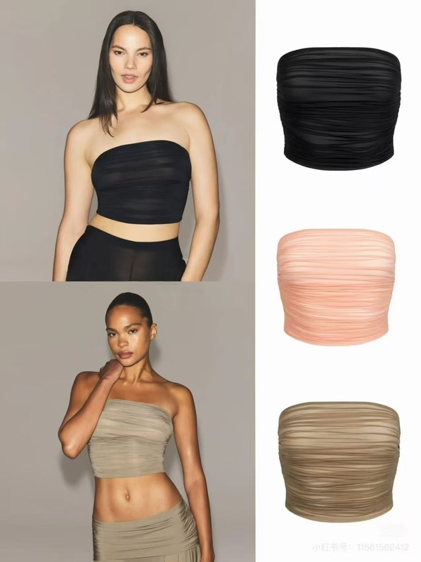 新商品 SKIMS MILKY SHEER CROPPED TUBE TOP チューブトップ プリーツストレッチトップベスト|undefined