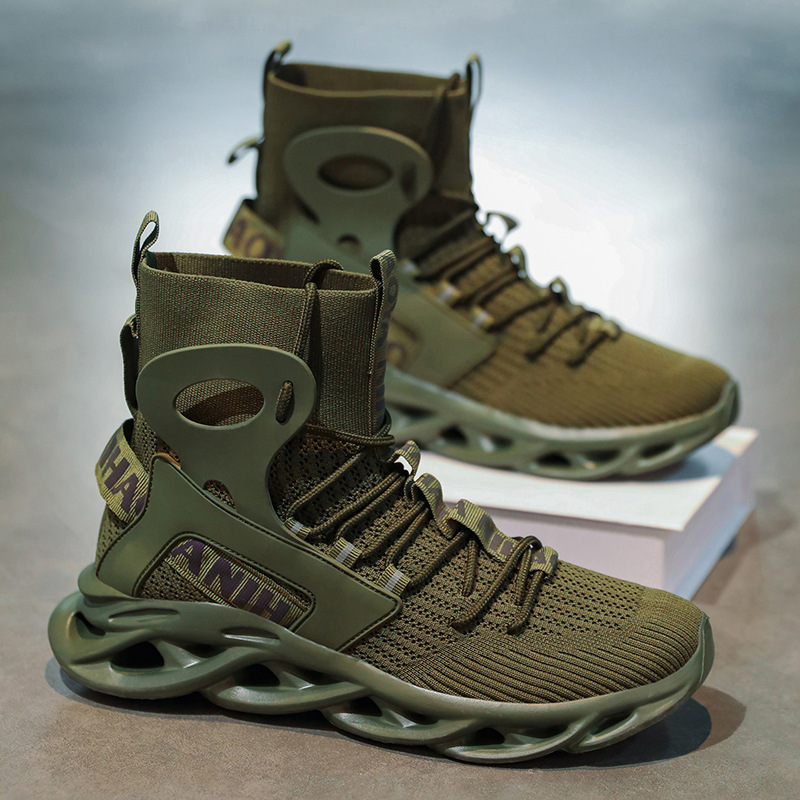 Cross-Border Popular High-Top Large Size Men's Shoes, Trendy New Mesh Shoes, Casual Men's Shoes with Blade-Like Design, Breathable Mesh Sports Shoes Cross-Border Popular High-Top Large Size Men's Shoes, Trendy New Mesh Shoes, Casual Men's Shoes with Blade-Like Design, Breathable Mesh Sports Shoes