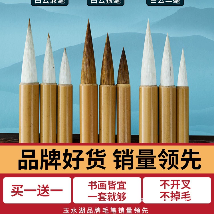 Набор кистей для каллиграфии для начинающих: большие, средние и маленькие кисти для китайской живописи, включая кисти для обычного шрифта из волчьего волоса, средние и большие.