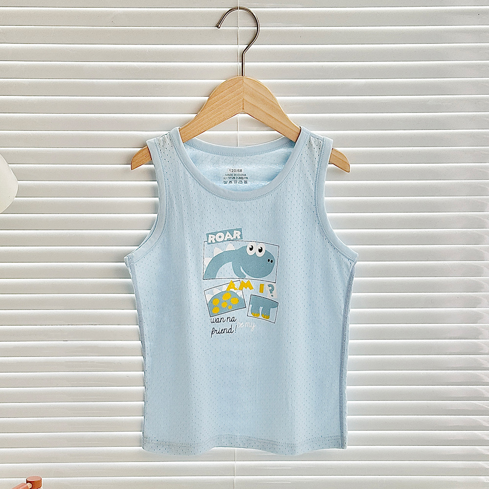 Chaleco de algodón para niños de clase A, sin hueso y sin mangas, fondo de bebé, chaleco fino en forma de corredor, uso exterior, cuello redondo jacquard, verano