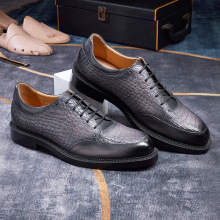 Guangzhoushoes跨境供应牛津鞋男头层牛皮鳄鱼纹压花商务休闲皮鞋