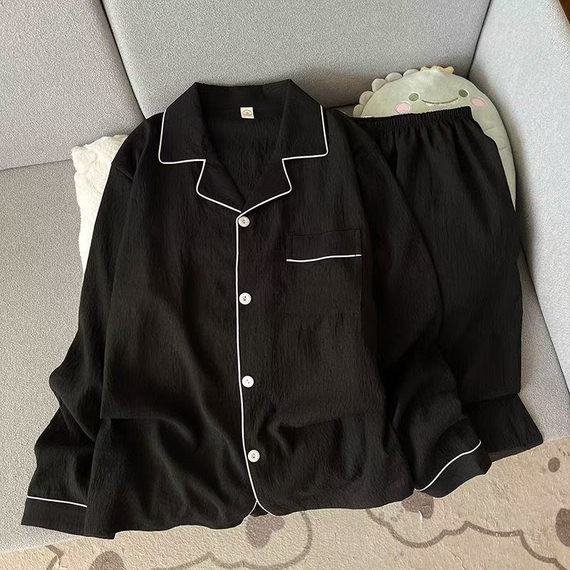 Spring and Summer Pajamas for Men, Casual Simple Solid Color Lapel Cloud Cotton Cardigan Home Wear, Thin Set That Can Be Worn Outside Spring and Summer Pajamas for Men, Casual Simple Solid Color Lapel Cloud Cotton Cardigan Home Wear, Thin Set That Can Be Worn Outside