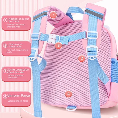 Preschool girl's backpack, cute carrot rabbit double shoulder bag for children, breathable back support, large capacity children's backpack
