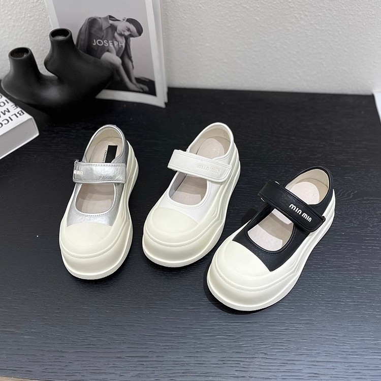 2025 primavera y verano nuevo estilo 6cm suela de bizcocho zapatos Mary Jane de cuero ligero zapatos pequeños de todo fósforo de moda para mujer