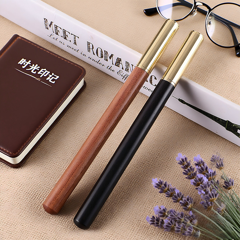 In-Stock Rosewood Brass Ballpoint Pen Custom High-End Signature Pen Light Luxury High-End Feel Gel Pen Light Luxury Carbon Pen