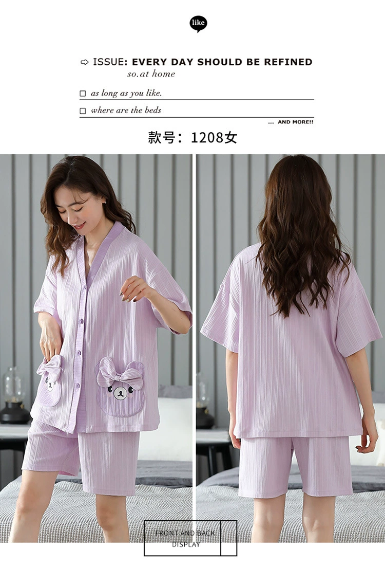 silk pajama set SLPBELY Lover Pajamas Set Homesuit Summer Short Sleeve Cute Couple Nightwear Pyjamas With Shorts Men Women Loungewear Sleepwear cotton pjs