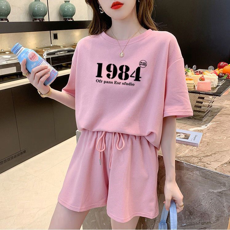 Women' Summer 2026 New Fahion Looe Korean Style Hooded Short Sleeve Sweathirt Caual Two-Piece Set With Sport_ecoleips.com
