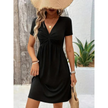 Y 59629 Women's V-neck pleated dress V ����������Ůʿ����ȹ