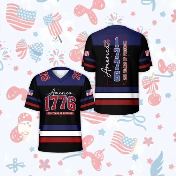 Free Print Jersey Shirt Casual Short Sleeve V Neck 4th of July Patriotic Independence Day T-Shirt Tops