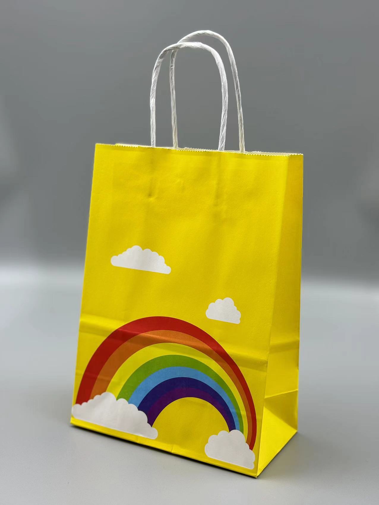 Transfronterizo Nuevo Arco Iris bolsa de embalaje de papel Kraft tuerca snack regalo embalaje bolsa de papel leche té ropa regalo portátil
