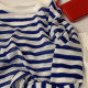 CHAO class recommend! Giant White ~ Navy Blue Linen Striped Round Neck Long Sleeve T-shirt Sunscreen Knitted Top