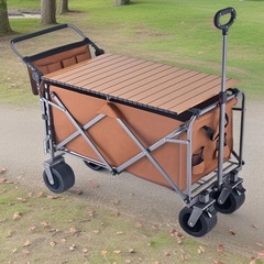 野原人キャンプ車カート屋外携帯キャンプ車キャンプ折り畳み式トレーラーピクニックハンドル車テーブル板
