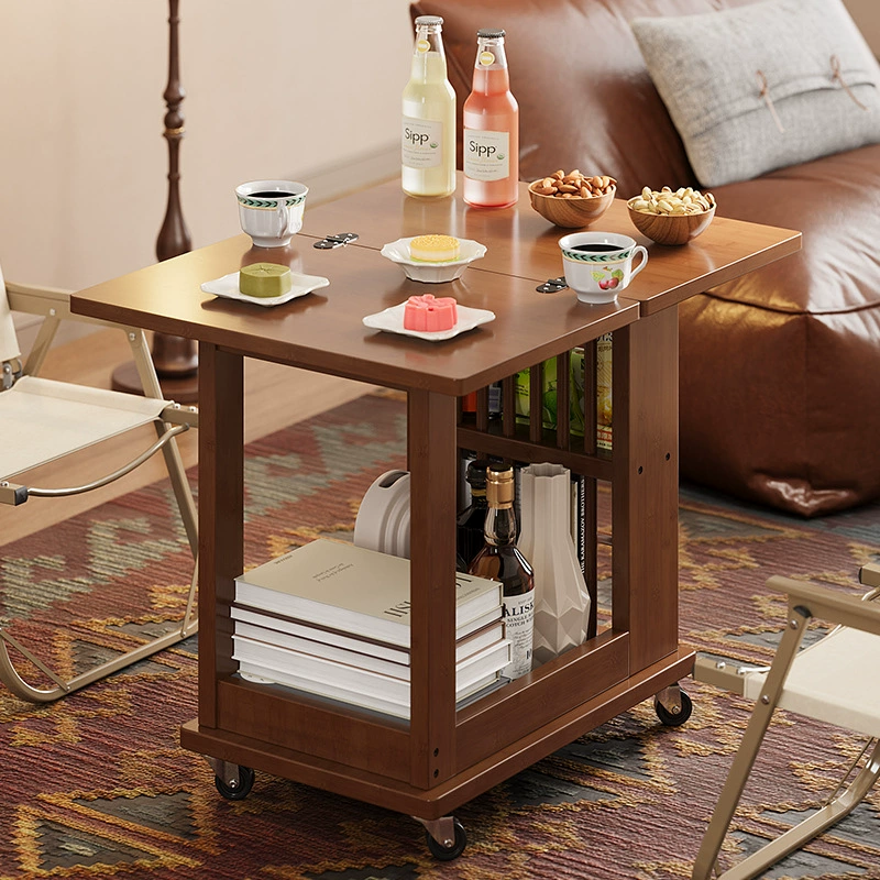 Мобильный колесный диван-столик для небольших квартир, складной многофункциональный журнальный столик двойного назначения для гостиной, балкона, вращающийся небольшой обеденный стол