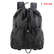 韩版lulu定制潮牌 束口抽绳背包 帆布柔软肩包骑行包锁扣登山包