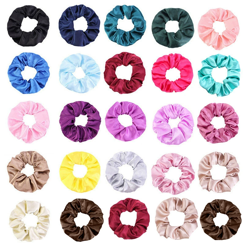 Карамельный цвет Высокоэластичное кольцо для волос Корейский стиль тени Большое кольцо для кишечника Шелковая веревка для волос Простая толстая веревка для кишечника FQ-124