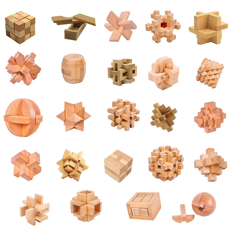 Los estudiantes de la escuela primaria de madera de más de 6 años de edad adultos mortaja bloques de construcción juguetes educativos Luban bloqueo Kong Ming bloqueo conjunto completo al por mayor