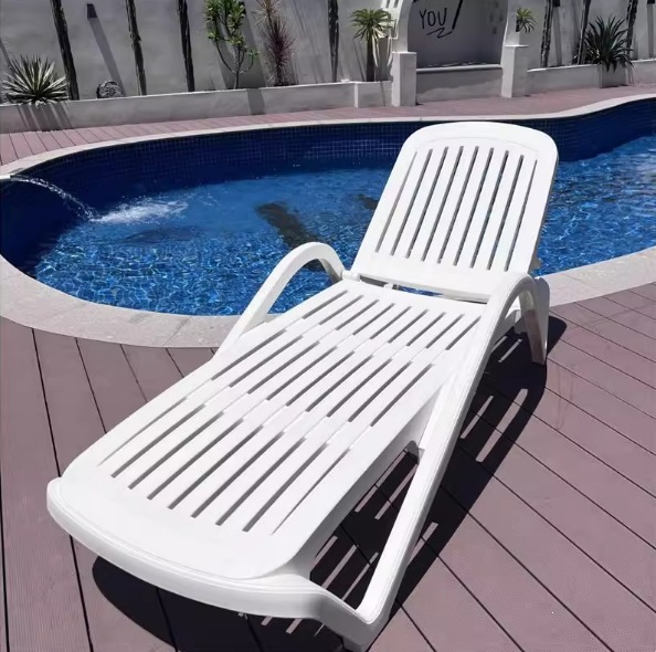 Silla de playa al aire libre de plástico de aluminio de madera maciza mesa de té piscina ajustable silla plegable cama de spa image 9