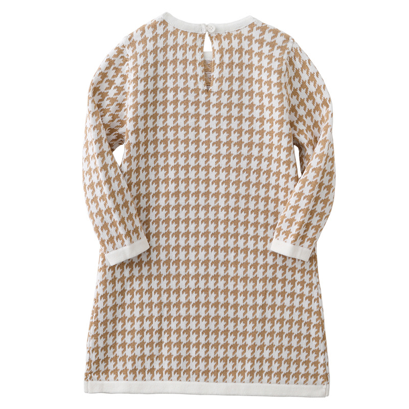 Vestido de punto para niñas de pata de gallo de algodón para niños europeos y americanos transfronterizos Vestido de princesa ropa para niños vestido de suéter de bebé primavera y otoño