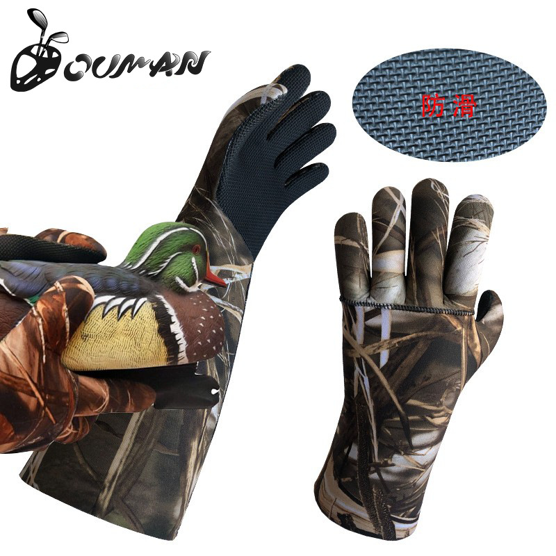New Design Neoprene Long and Short Camouflage Hook Fishing Polar Fleece Warm Gloves Outdoor Gloves