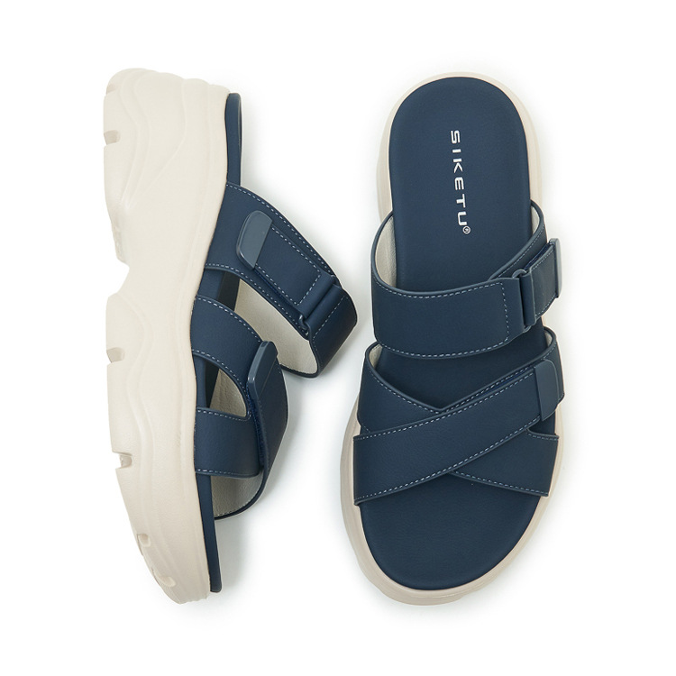 Dép sandal nữ đế dày quai chữ V có dán chống trượt phong cách thể thao — màu hồng, Xanh ngọc lam tốicolor, màu mơ chi tiết 32