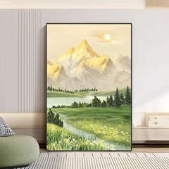 日照金山装飾画山水画客間掛け画背山図ソファー背景壁風景着地画玄関画