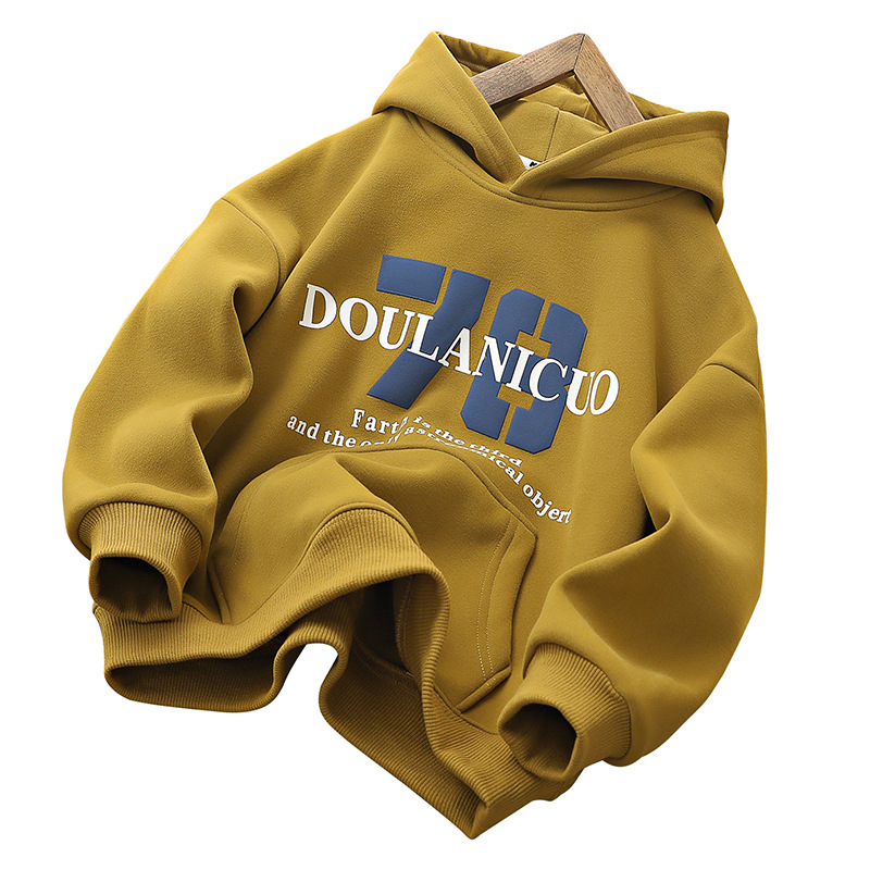 Boys' hoodie 2023 new Korean version auumn winer op, medium size children's hooded plush and hick_voghion.com