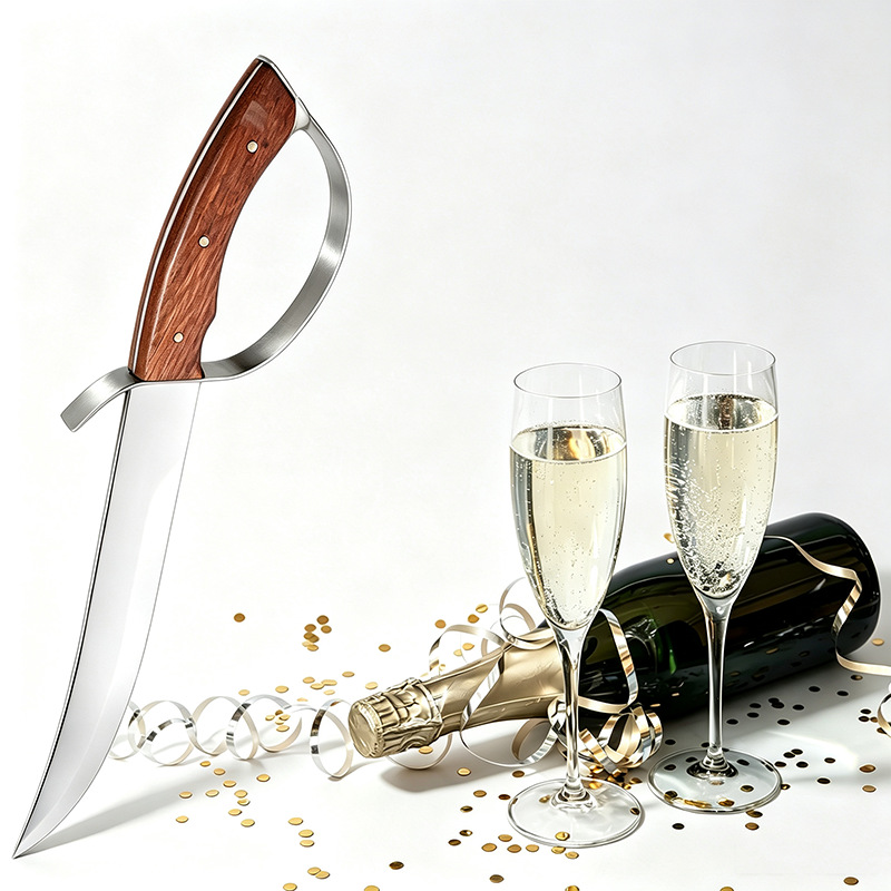 Nuevo cuchillo de champán ceremonial transfronterizo cuchillo de abertura de botellas de acero inoxidable cuchillo de champán sin hoja image 1