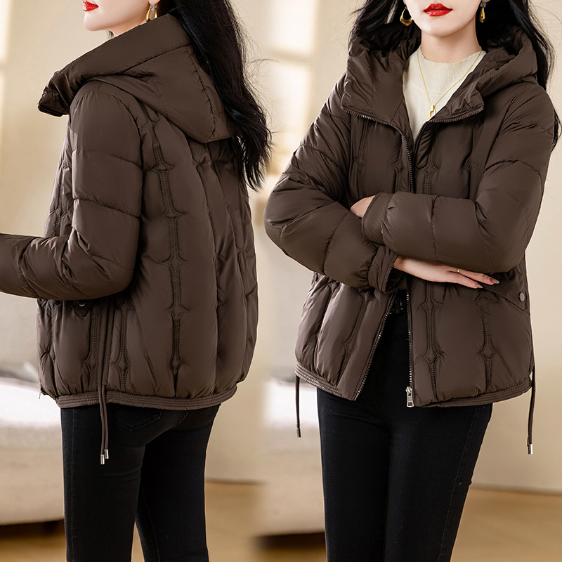 Īss brīvs maizes 2024. gada ziemas jaunums, biezs dūnu sieviešu ikdienas kokvilnas jakas mētelis_voghion.com