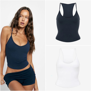 Yoga Sports Fitness Vest for Women with Chest Pad, High Elasticity, Quick Drying, U-Neck, Nude Dance Training Running Sling