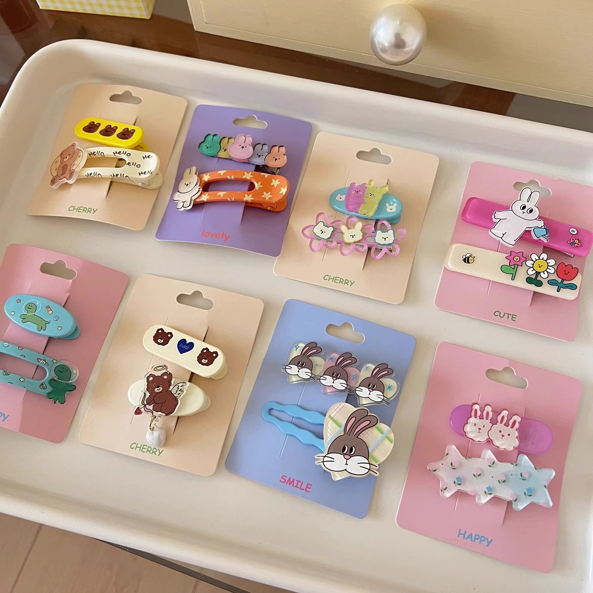 Oso de conejo de dibujos animados lindo horquilla clip lateral flequillo lateral clip frente horquilla rota pequeño clip tocado clip de pico de pato