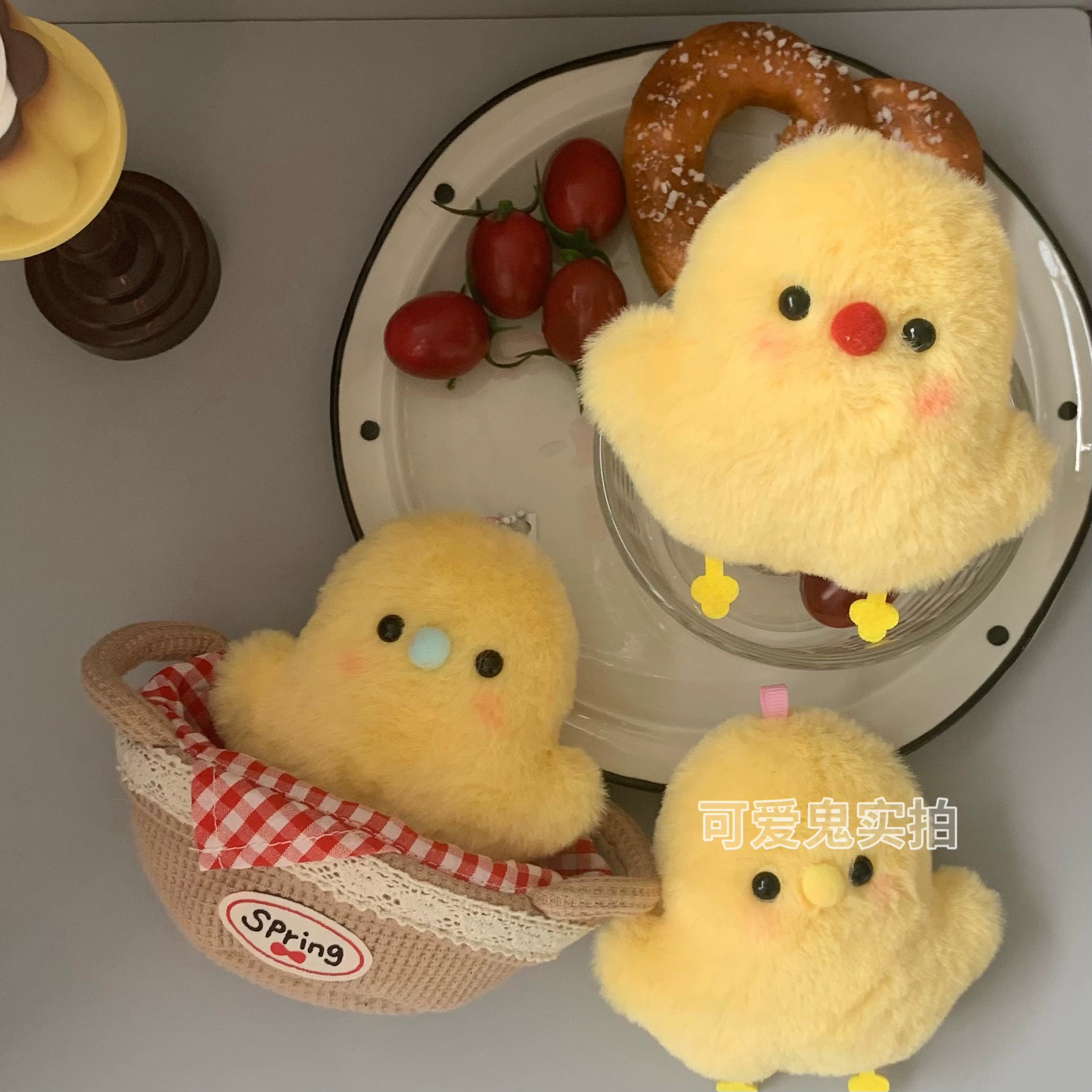 Плюшевый кулон в виде цыпленка, настоящая кукла, аксессуар для животных, милый мультяшный брелок для ключей, сумка, кукла, рюкзак ins