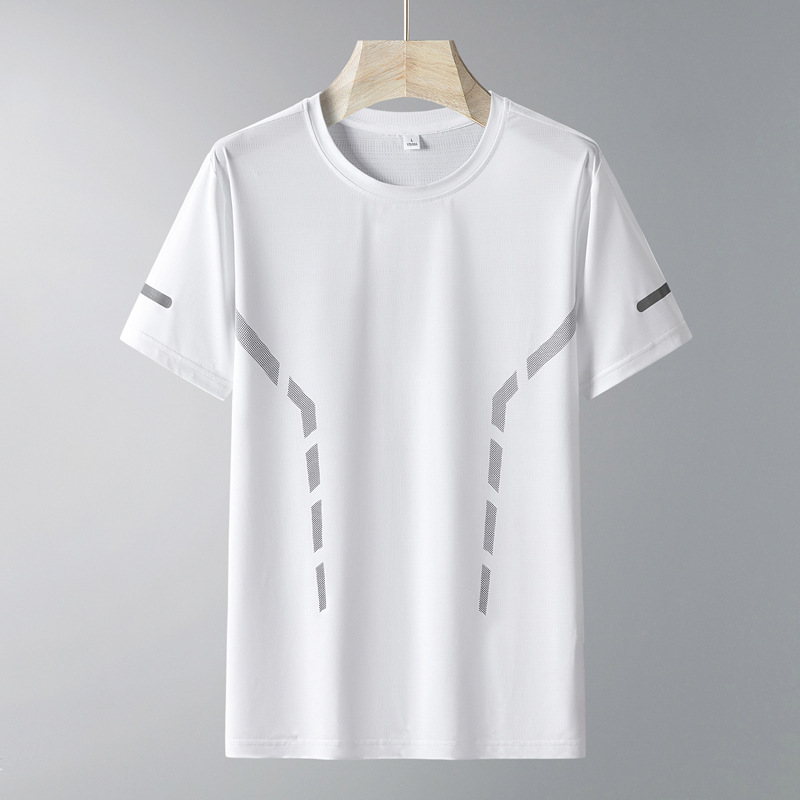 Verano nuevo hombre seda de hielo manga corta larga larga delgada transpiración deportiva al aire libre rápido secado casual camiseta de cuello redondo