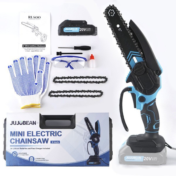 Sierra eléctrica de litio de 6 pulgadas transfronteriza, motosierra recargable, sierra de mano pequeña para tala doméstica, mini herramienta eléctrica para leña