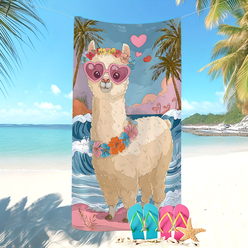Meikeduo Cross-Border Best-Selling Animal Alpaca Print Beach Towel Microfiber Cute Alpaca Bath Towel Meikeduo Cross-Border Best-Selling Animal Alpaca Print Beach Towel Microfiber Cute Alpaca Bath Towel