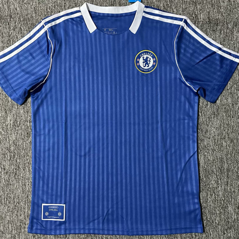 2526 新しいタイ版チェルシーホームとアウェイサッカーユニフォームレトロバージョン半袖サッカーユニフォーム成人男性プリント|undefined