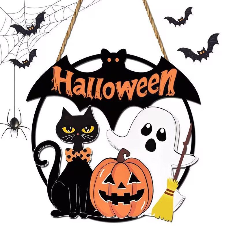 Cross-Border Halloween Peeping Black Cat Trickster Pumpkin Holiday Costume Promotional Porch Sign Hanging Decoration Plaque Cross-Border Halloween Peeping Black Cat Trickster Pumpkin Holiday Costume Promotional Porch Sign Hanging Decoration Plaque