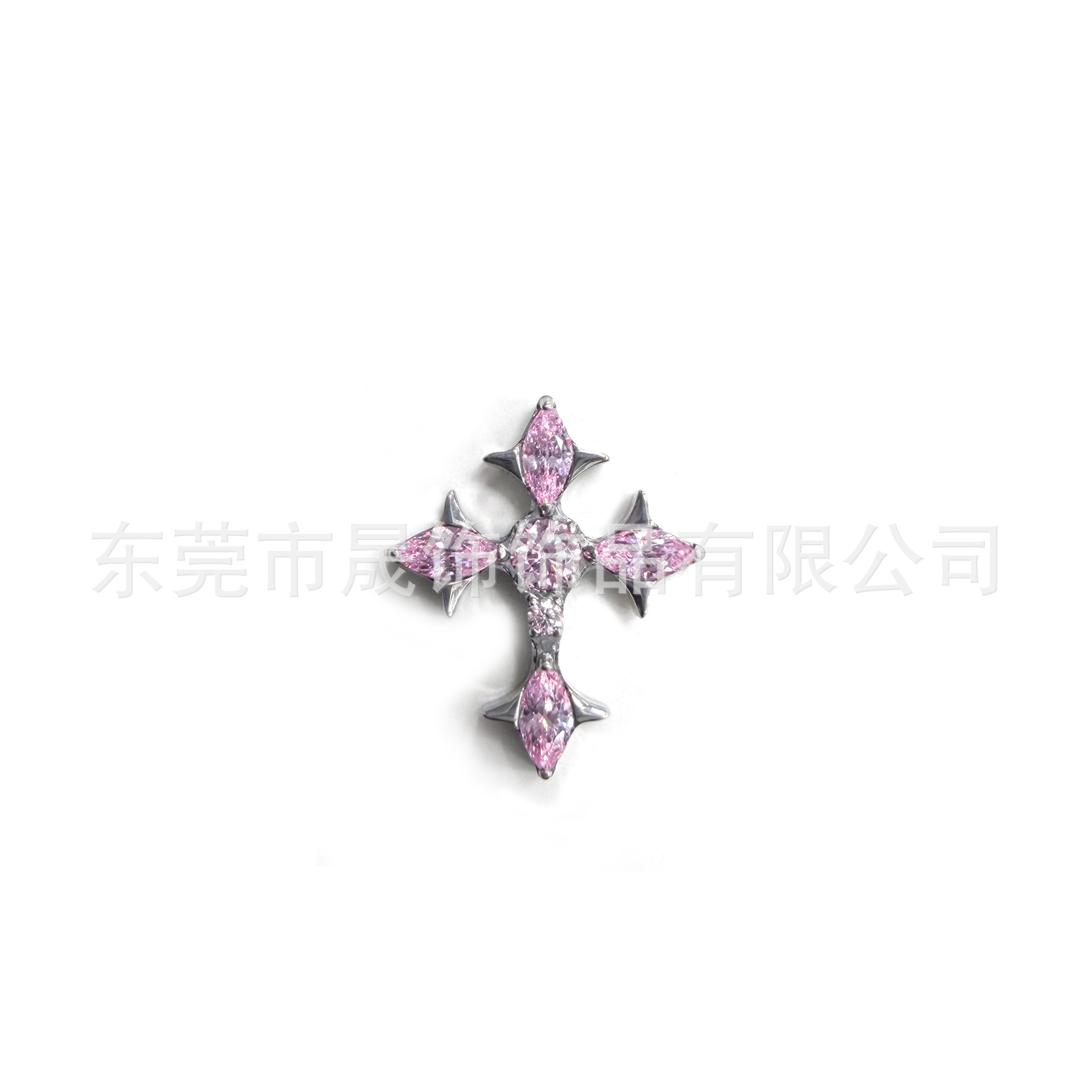 F136钛合金马眼锆石朋克鸢尾十字架唇钉耳钉 人体手工穿刺G23饰品