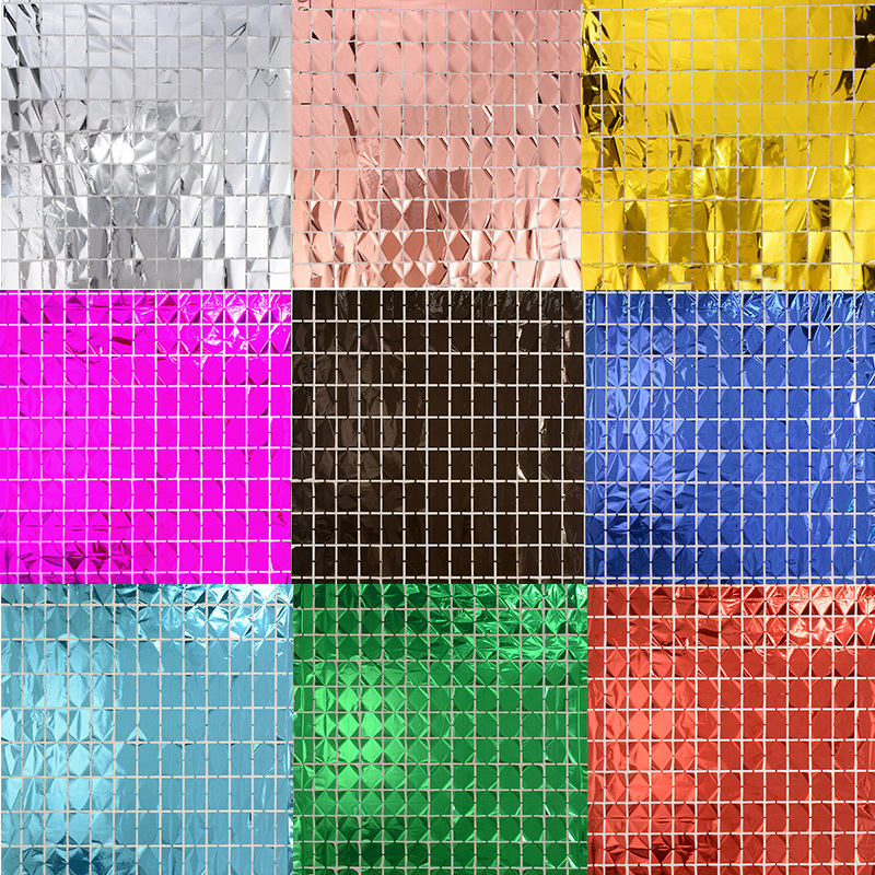 1*2M cuadrado lluvia seda cuadrado borla puerta cortina fiesta espejo lluvia cortina de seda oro cumpleaños Fondo pared decoración diseño